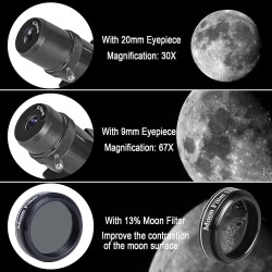 Misilmp Telescopio 70mm/300mm - Refractor para Principiantes | Amatelescopio